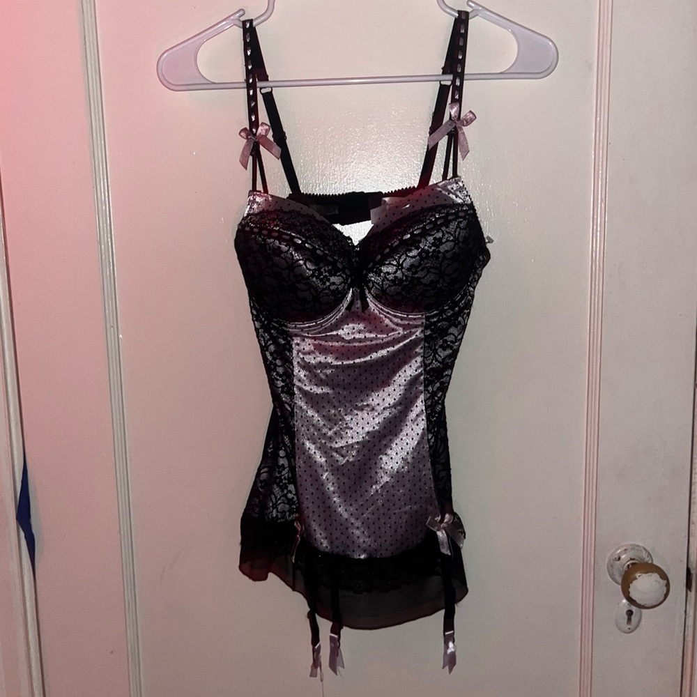 PLAYBOY Black and Purple Lace Lingerie